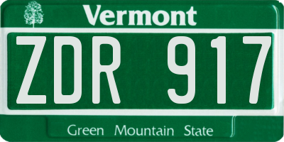 VT license plate ZDR917