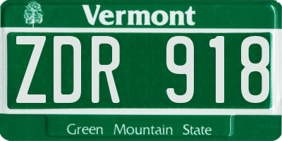 VT license plate ZDR918