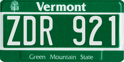 VT license plate ZDR921