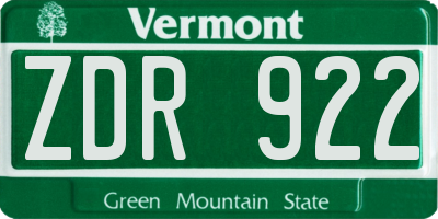VT license plate ZDR922