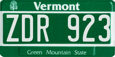 VT license plate ZDR923