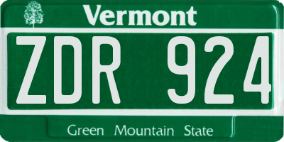 VT license plate ZDR924