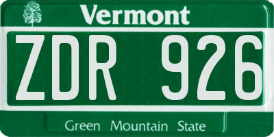 VT license plate ZDR926