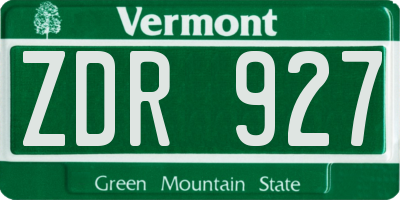 VT license plate ZDR927