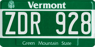 VT license plate ZDR928