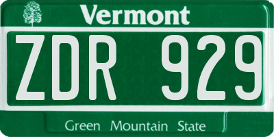 VT license plate ZDR929