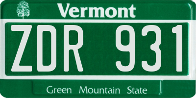 VT license plate ZDR931