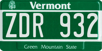 VT license plate ZDR932