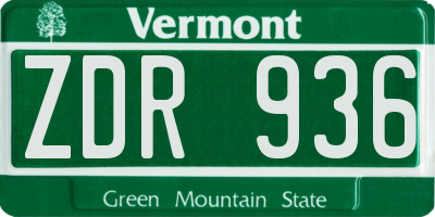 VT license plate ZDR936