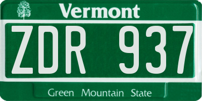 VT license plate ZDR937