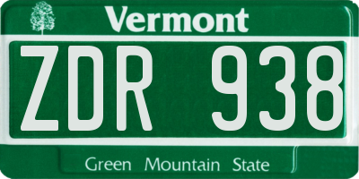 VT license plate ZDR938