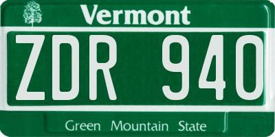 VT license plate ZDR940