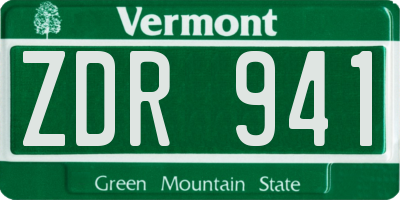 VT license plate ZDR941