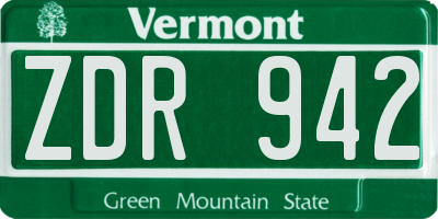 VT license plate ZDR942