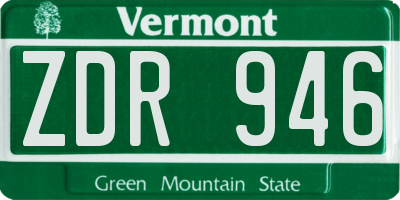 VT license plate ZDR946