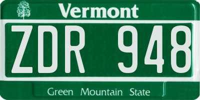 VT license plate ZDR948