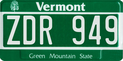 VT license plate ZDR949