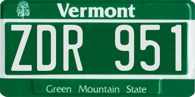 VT license plate ZDR951