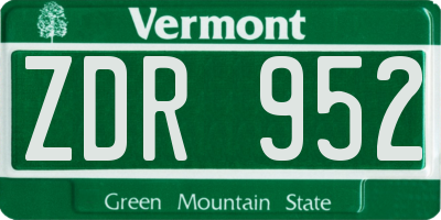 VT license plate ZDR952