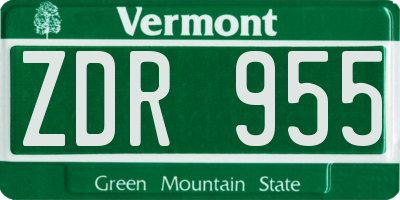 VT license plate ZDR955