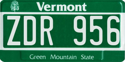 VT license plate ZDR956