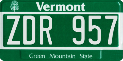 VT license plate ZDR957