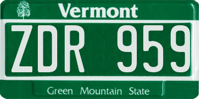 VT license plate ZDR959