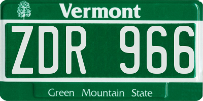 VT license plate ZDR966