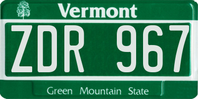 VT license plate ZDR967