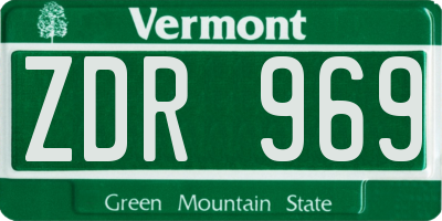 VT license plate ZDR969