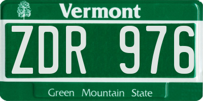 VT license plate ZDR976