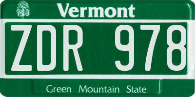 VT license plate ZDR978
