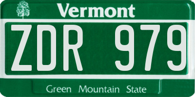 VT license plate ZDR979
