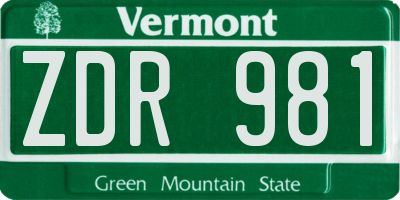 VT license plate ZDR981