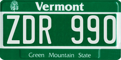VT license plate ZDR990