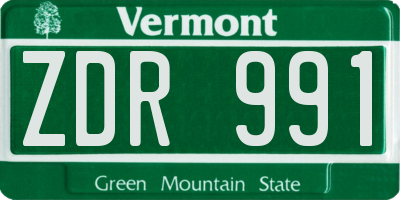 VT license plate ZDR991