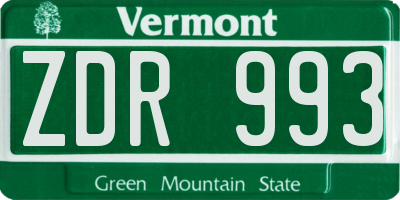 VT license plate ZDR993
