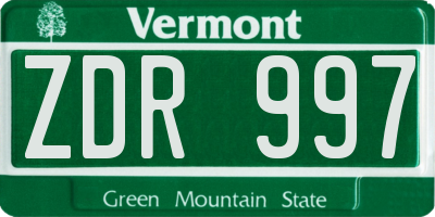 VT license plate ZDR997