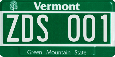 VT license plate ZDS001