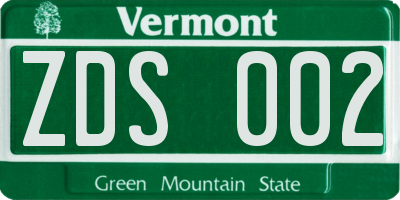 VT license plate ZDS002
