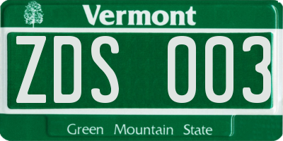 VT license plate ZDS003