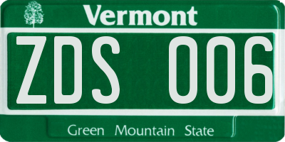 VT license plate ZDS006