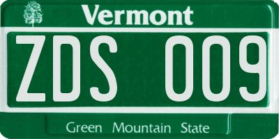 VT license plate ZDS009