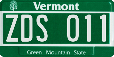 VT license plate ZDS011