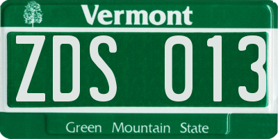 VT license plate ZDS013