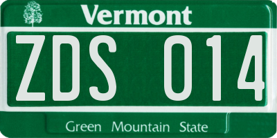 VT license plate ZDS014