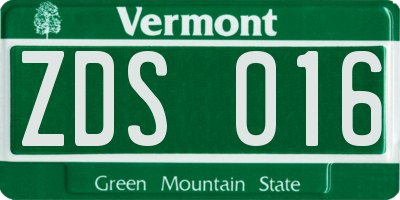VT license plate ZDS016