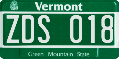 VT license plate ZDS018
