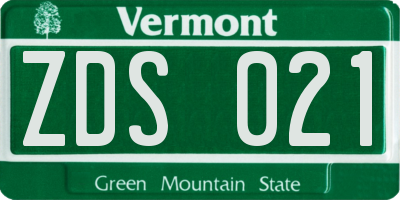 VT license plate ZDS021