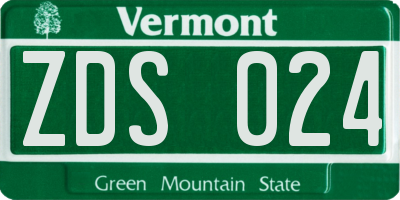 VT license plate ZDS024